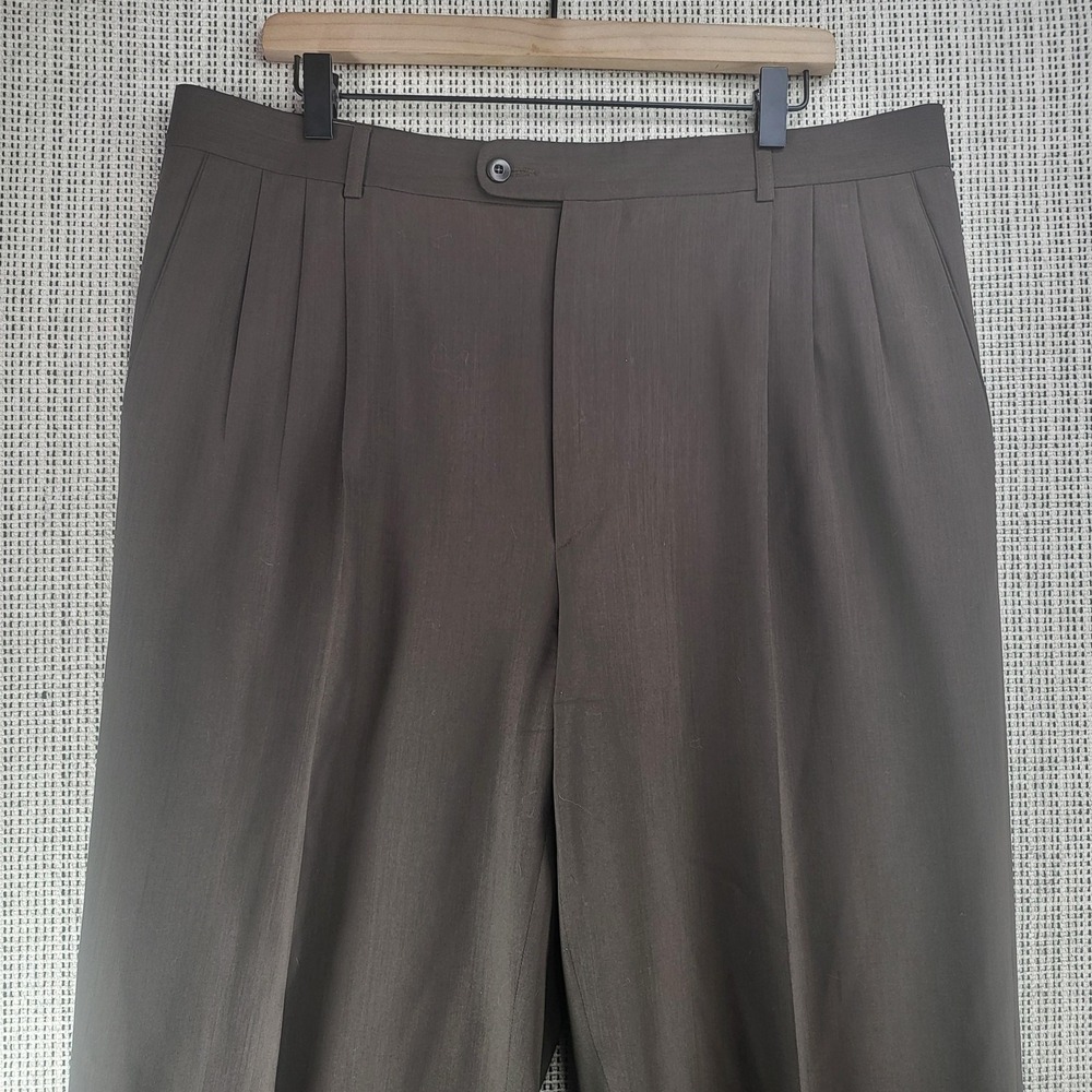 Zanella Dress Pants Mens 38 Brown Pleated Front Made in Italy‎ Trousers Mod 991